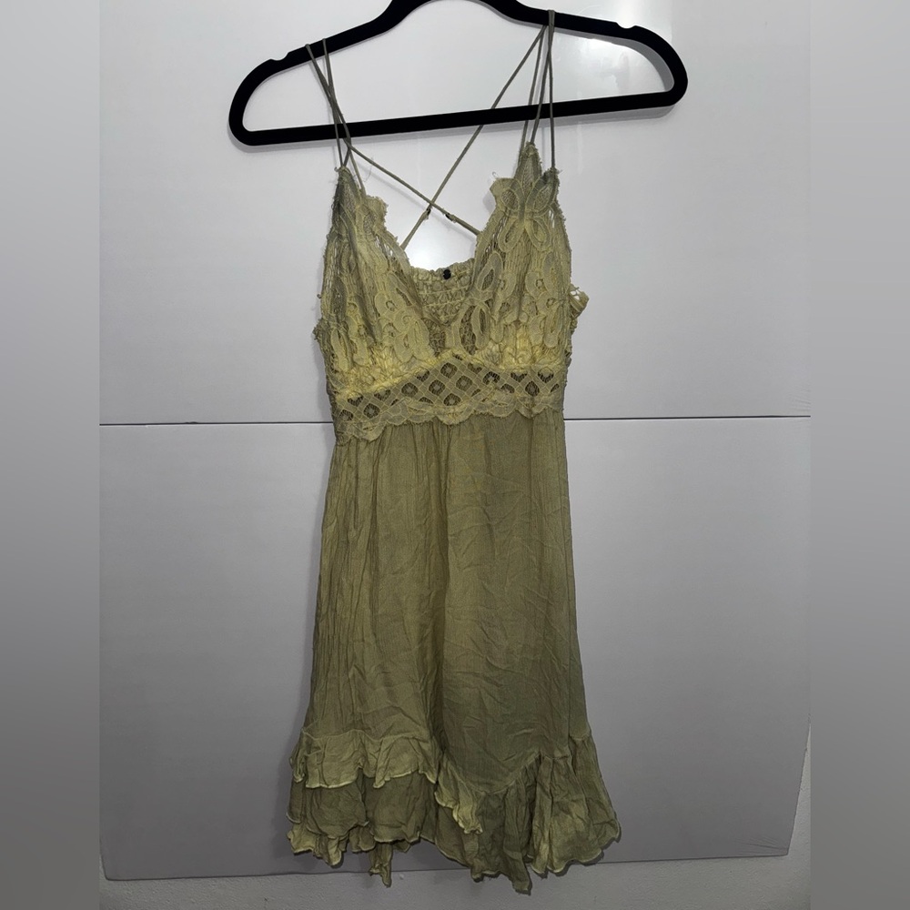 Lace-Trimmed Olive Chemise